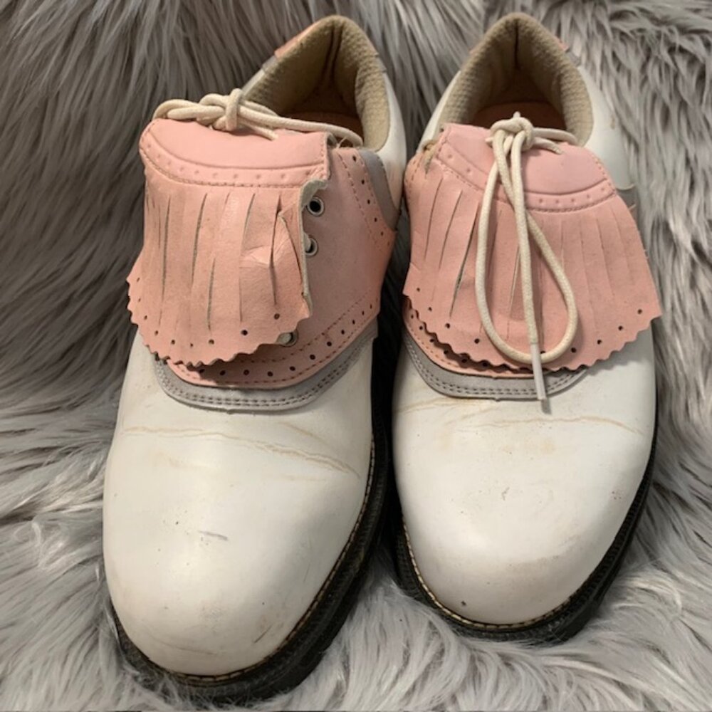 Vtg Top Flite Pink & White Golf Shoes sz10